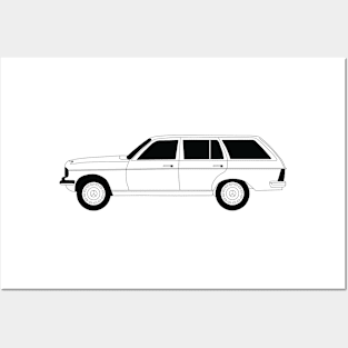 Mercedes W123 Black Outline Posters and Art